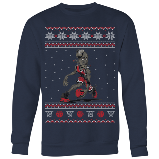 Crewneck Sweatshirt / Navy / S Jordan Flu Game Ugly Christmas Sweater