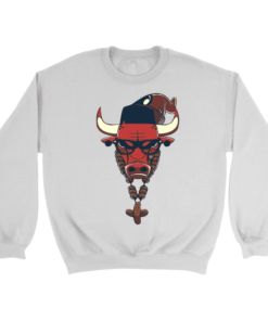 Crewneck Sweatshirt / White / S The Hipster Bull Sweatshirt