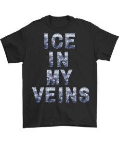 Gildan Mens T-Shirt / Black / S Blue Camo Ice in my Veins Shirt