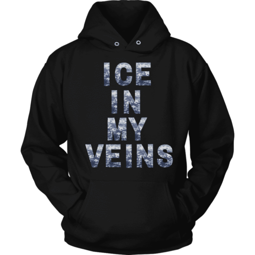 Unisex Hoodie / Black / S Blue Camo Ice in my Veins Hoodies