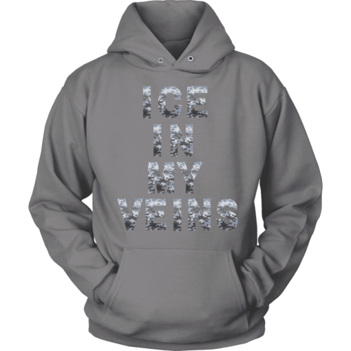 Unisex Hoodie / Grey / S Blue Camo Ice in my Veins Hoodies