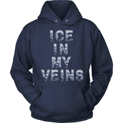 Unisex Hoodie / Navy / S Blue Camo Ice in my Veins Hoodies